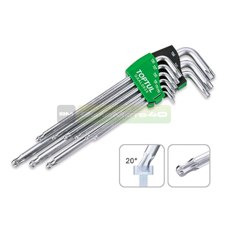 Набор ключей Torx T10-Т50 9шт длинных, с отверстием и шариком TOPTUL (GAAL0928) ВелоМото40 Калуга
