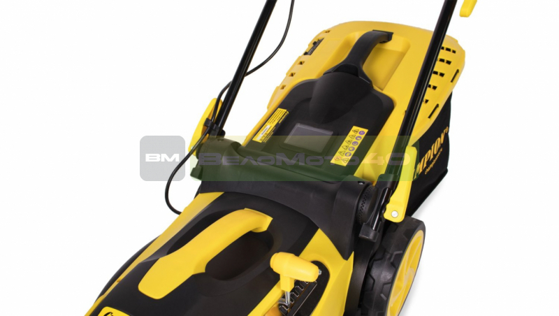 Газонокосилка эл. CHAMPION EM3815 (1,6 кВт пласт+ткань травосб. 45л  шир.380мм выс.20-70мм, 11,5кг) ВелоМото40 Калуга