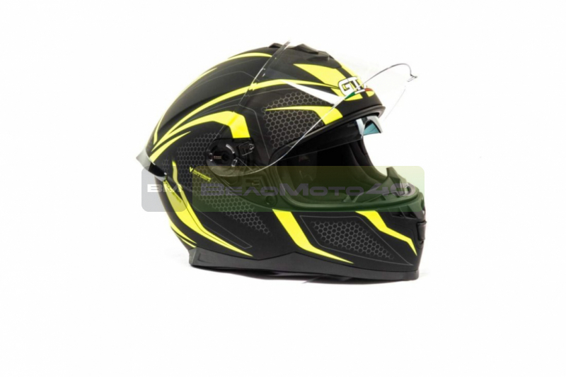 Шлем мото интеграл GTX 5672 #5 (M) BLACK/FLUO YELLOW/GREY ВелоМото40 Калуга