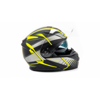 Шлем мото модуляр GTX 550 #3 (L) BLACK/FLUO YELLOW GREY (2 визора) ВелоМото40 Калуга
