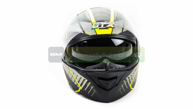 Шлем мото модуляр GTX 550 #3 (L) BLACK/FLUO YELLOW GREY (2 визора) ВелоМото40 Калуга