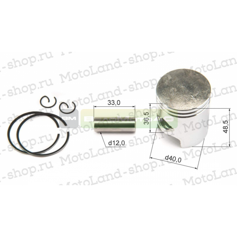 Поршень в сб. d40 (палец 12мм) 1E40QMB (Stels QJ50) ВелоМото40 Калуга
