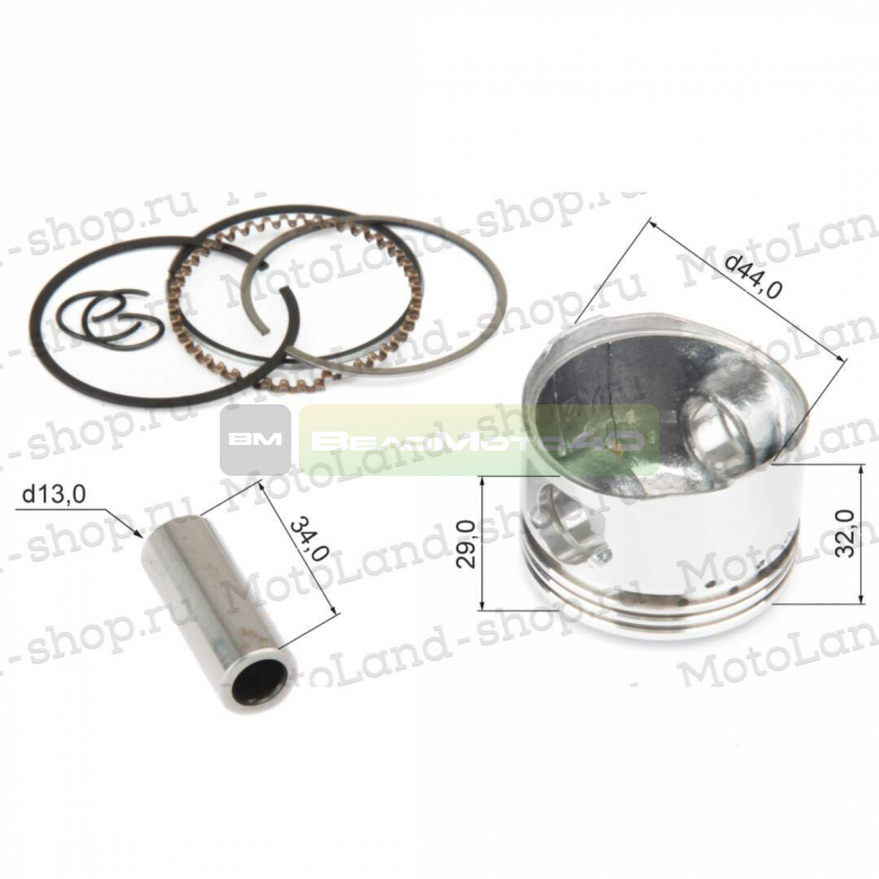 Поршень в сборе 139QMB 60см3 D=44 ВелоМото40 Калуга