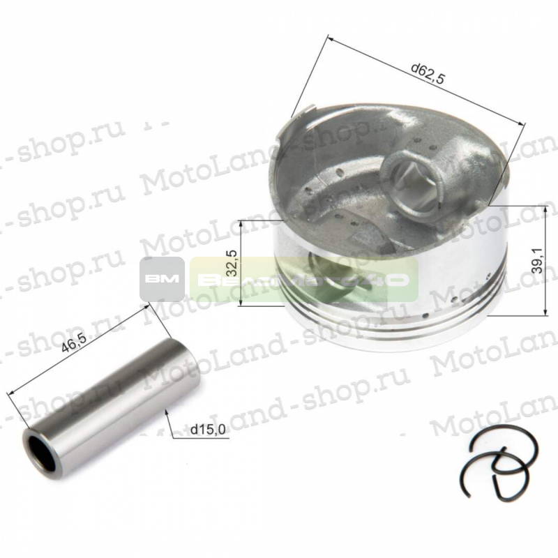 Поршень в сборе 163QMK с балансиром ВелоМото40 Калуга