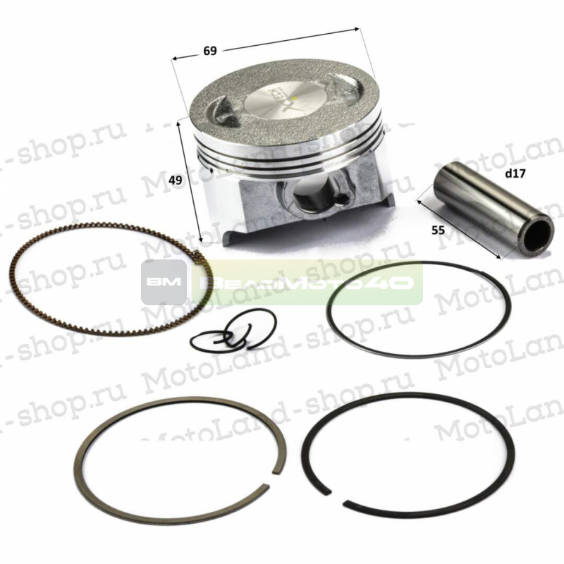 Поршень в сборе 169FMM  X-TECH ВелоМото40 Калуга