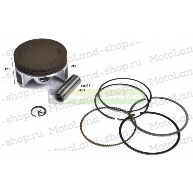 Поршень в сборе 172FMM-5 PR250  X-TECH ВелоМото40 Калуга