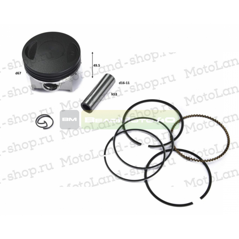 Поршень в сборе d=67mm YX167FMM (CB250-C) X-TECH ВелоМото40 Калуга