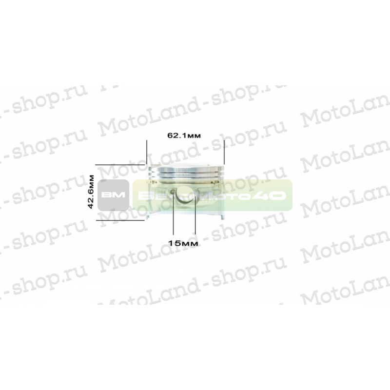 Поршень в сборе W190 190см3 (тефлоновое покр.) D=62 ZS 62х42,5х15 ВелоМото40 Калуга