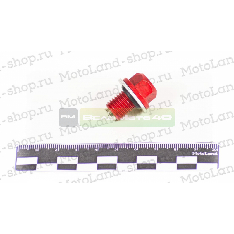 Пробка сливная масляная CNC с магнитом красная ВелоМото40 Калуга