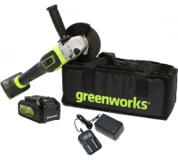 Угловая шлифовальная машина, аккумуляторная Greenworks Арт. 3200207UB, 24V, бесщеточная, c 1хАКБ 4 Ач и ЗУ в сумке ВелоМото40 Калуга