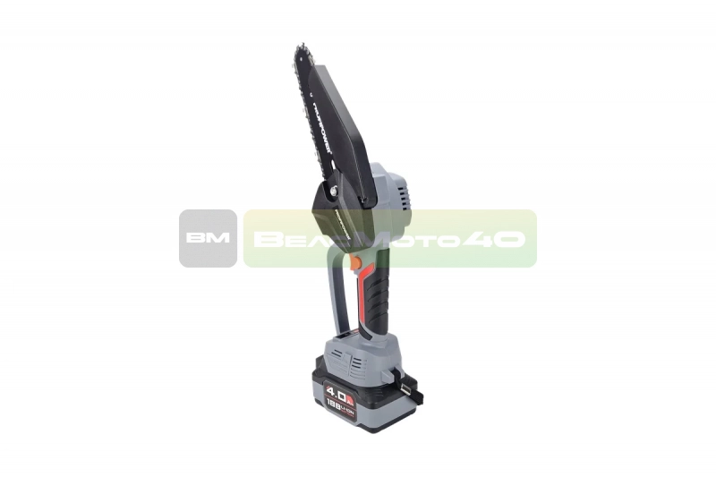 Аккумуляторная бесщеточная цепная пила PROFIPOWER MKGST-18V (18В,Li-ion-1шт, 4.0Ач, шина 6",37звеньев,2шт-цепи,0-4500 об/мин, З/У, в коробке)   E0097old ВелоМото40 Калуга