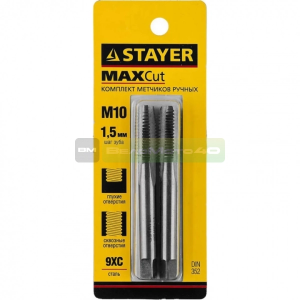 STAYER M10 х 1.5, 2 шт, комплект метчиков (28025-10-1.5-H2) ВелоМото40 Калуга