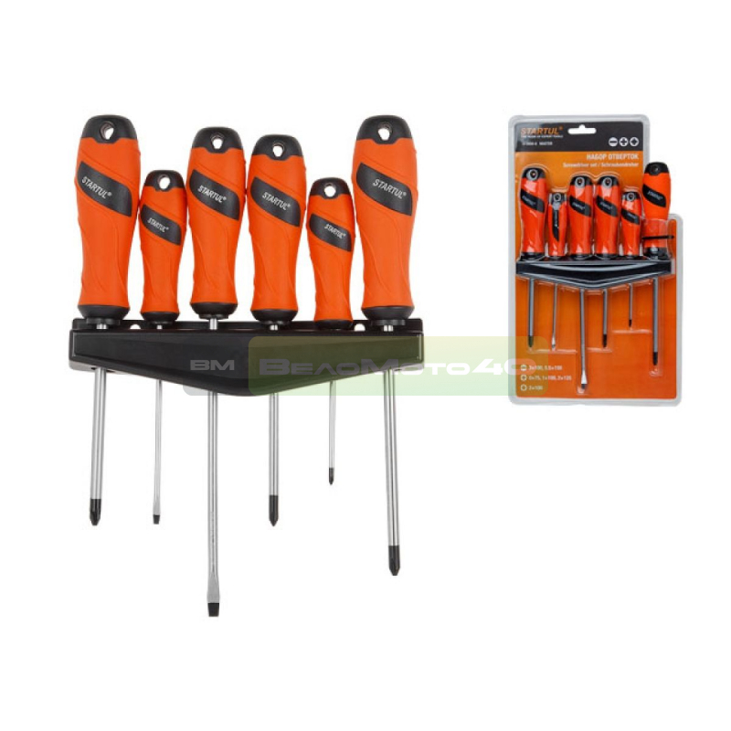 Набор отверток 6шт STARTUL MASTER (ST3056-6) (SL3х100,5,5х150 PZ2х100 PH0х75,1х100,2х125) ВелоМото40 Калуга