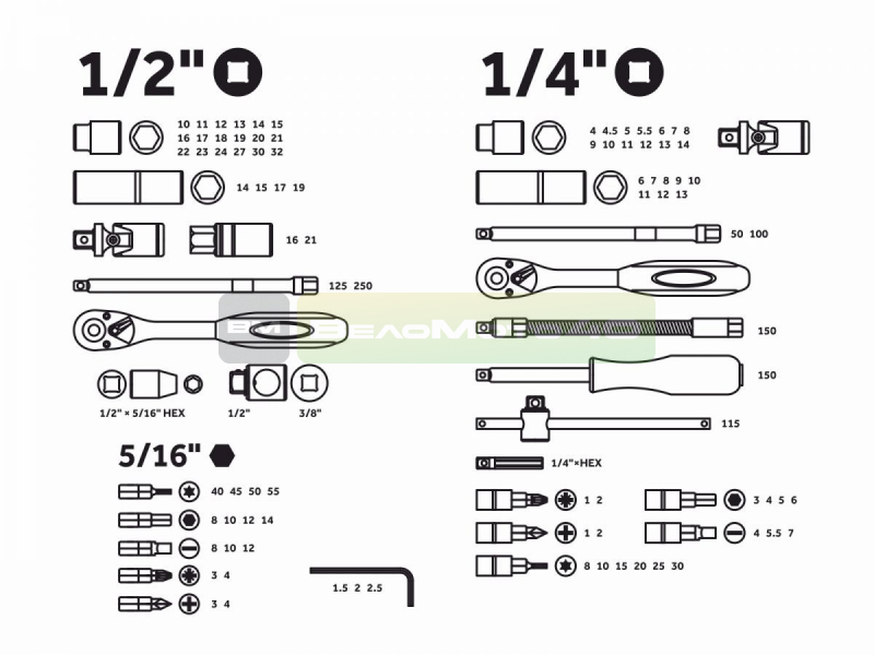 Набор головок и бит 94пр. 1/4",1/2" PRO STARTUL STUTTGART (PRO-094S) (6 граней) ВелоМото40 Калуга