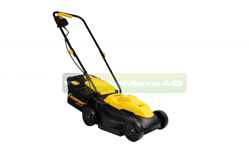 Газонокосилка эл. CHAMPION EM3411 (1 кВт пласт.+ткань травосб. 30л ширина 320мм 25-65мм, 6,4кг), CHAMPION, EM3411 ВелоМото40 Калуга