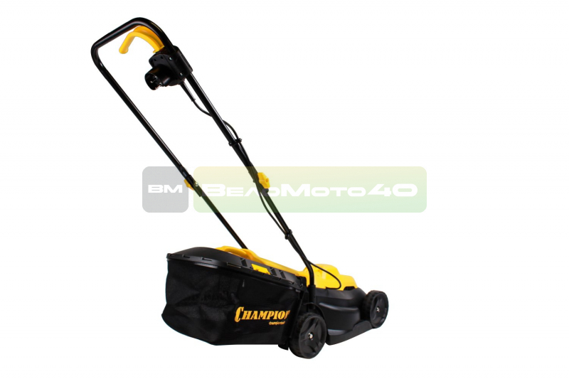 Газонокосилка эл. CHAMPION EM3411 (1 кВт пласт.+ткань травосб. 30л ширина 320мм 25-65мм, 6,4кг), CHAMPION, EM3411 ВелоМото40 Калуга