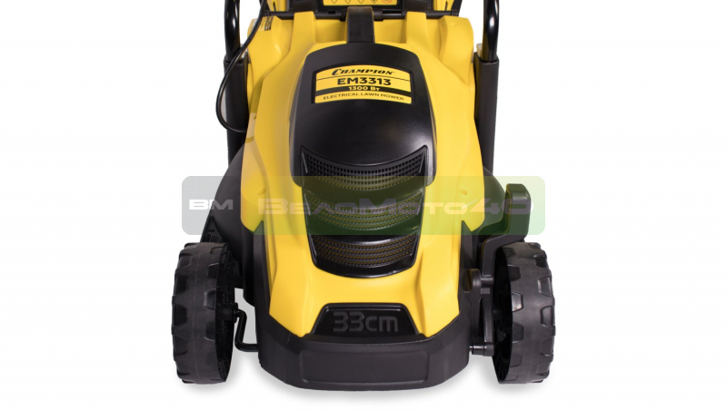 Газонокосилка эл. CHAMPION EM3313 (1,3 кВт пласт.+ткань травосб. 35л ширина 330мм 25-75мм, 8.8кг), CHAMPION, EM3313+ ВелоМото40 Калуга